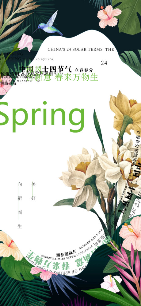 开始画-立春春分惊蛰清明二十四节气海报